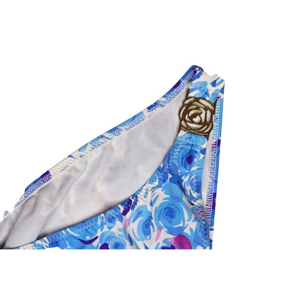 ABS Metal Rise Bikini bottom SZ 10 swimsuit women Cottagecore Floral - Picture 2 of 6